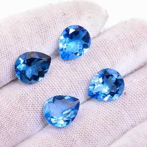 อัญมณีรูปลูกแพร์สวิสสีฟ้าบุษราคัมธรรมชาติ100% อัญมณีหลวมสำหรับเครื่องประดับที่สวยงามทำคริสตัลรักษาสีฟ้า - Product Image 2