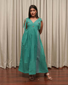 À la mode 100% coton Maxi robe pour femmes motif solide pour Beach Party anniversaire tenues d'été-Vente en gros - Product Image 1