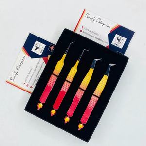 Pince à épiler professionnelle en acier inoxydable pour extensions de cils, pointe en fibre, design incurvé, boîte pour cils volumineux, marque privée - Product Image 5