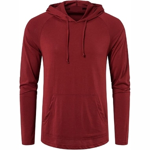 Sweat-shirt à capuche pour homme, rouge foncé, classique, décontracté, en polaire, avec poche kangourou - Product Image 6