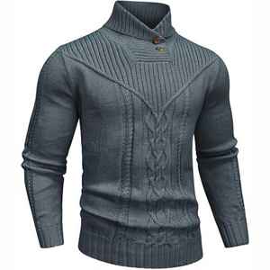 Vente en gros Pull de couleur unie High Street Pulls décontractés en polyester pour hommes - Product Image 4