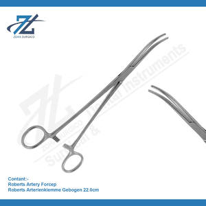 Pinzas para arteria Roberts, junta de tornillo de 22,0 cm, abrazadera hemostática médica dentada plana curvada, fabricante de pinzas Roberts de Pakistán - Product Image 2