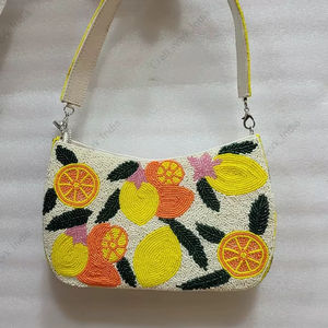 lemon floral shoulder bag Indian fully handcrafted beaded luxury handmade clutch purse <b>for</b> women summer party evening <b>handbag</b> - Product Image 1