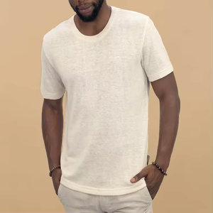 T-shirt unisexe blanc en coton biologique 100% surdimensionné à col rond, étiquette de col personnalisée, léger, respirant, imprimé, vente en gros - Product Image 4