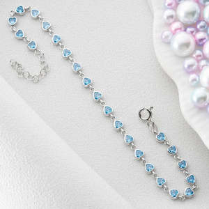 NOVAMART Fine Hallmark <b>Silver</b> Little Blue Heart Fashion <b>Charm</b> <b>Bracelet</b> Wholesale Export - Product Image 3