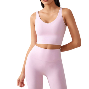Sujetador deportivo clásico para mujer, sujetador de Fitness acolchado sin aros con palangre, ropa atlética de alto soporte para mujer - Product Image 5