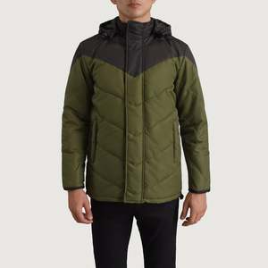 Luka Premium Canvas <b>Puffer</b> <b>Jacket</b> Black Green Hooded Street Wear with New Design Fashionable <b>Long</b> Length Breathable Winter Ready - Product Image 4