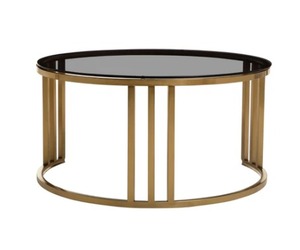 Table basse ronde de salon en acier inoxydable, offre spéciale, meuble en or ou en noir et marbre - Product Image 2