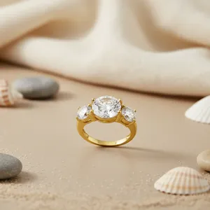 Rose <b>Gold</b> Plated Cubic Zirconia Adjustable Ring Trendy Inlay Style Anniversary Gift for Women <b>Gold</b> <b>Number</b> Jewelry - Product Image 1