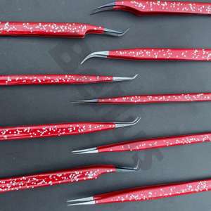 Pince à cils de couleur et de logo personnalisés de marque privée pince à épiler d'extension de cils à poignée lisse - Product Image 1