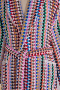 Peignoir turc Pompom multicolore, col châle, 100% coton - Product Image 6
