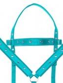 Western Équestre Nouveau Design Cuir Cheval Halter Perlé Headstall Headcollar Skyblue Nylon avec Selles Élégantes - Product Image 3