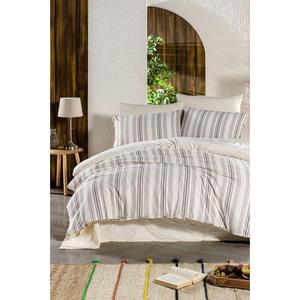 Nevresim Dünyası Organic Double <b>Duvet</b> <b>Cover</b> <b>Set</b> Line <b>Navi</b> Coffee Design - Product Image 1