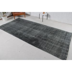 Alfombra de 4.6x9.9 pies, Alfombra Turca Vintage, Alfombra con Estampado Animal en Gris y Blanco - Product Image 1