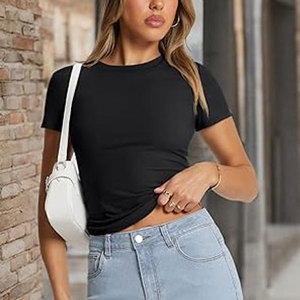 เสื้อยืดคอกลมแขนสั้นพอดีตัวสำหรับผู้หญิง - Product Image 4