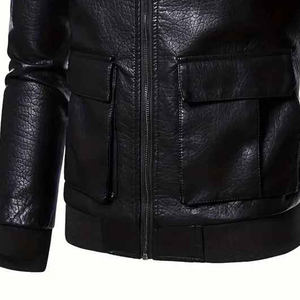Most Hot Selling Custom Design Genuine <b>Sheepskin</b> Leather <b>Men's</b> Black Classic Fashion Leather <b>jacket</b> for <b>men</b> DDP Shipping - Product Image 3