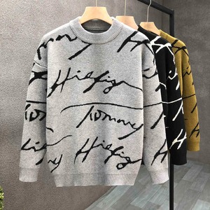 Suéter de punto superior con letras nuevas de invierno para hombre, Jersey grueso cálido de algodón personalizado a la moda para mujer - Product Image 1