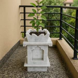 Jardinière décorative en marbre pour le salon, style intérieur, ambiance élégante avec une texture de pierre naturelle - Product Image 6