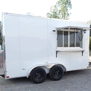 รถลากอาหารสีขาวขนาด7 'x 14' สำหรับจัดงานจัดเลี้ยงบาร์เคลื่อนที่สำหรับขนมขบเคี้ยวโรงงาน - Product Image 1