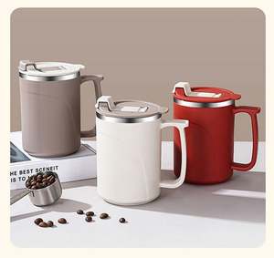 Tasse à café isotherme en acier inoxydable anti-brûlure avec couvercle pour le bureau – Offre spéciale - Product Image 1