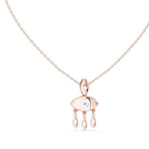 Collar con Colgante de Diamante CVD VVS-VS EF de 0.03 CT, Creado en Laboratorio, Diseño de Ojo Turco, Opciones de Oro de 18K, 14K, Oro Rosa, Amarillo y Blanco, Joyería Fina - Product Image 1
