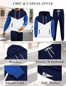 Survêtement en molleton lourd 100% coton bleu personnalisé pour hommes, ensemble de sweat-shirts et de pantalons de survêtement, fabricant de survêtements - Product Image 5