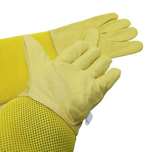 Guante de abeja de piel de oveja amarilla Premium para apicultores Buen equipo de protección de cuero Guantes y mitones de lana y cachemira - Product Image 6