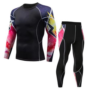 Vêtements de sport pour hommes, vêtements d'entraînement de fitness, combinaison de compression côtelée, ensemble de yoga, 2 pièces, nouvel arrivage 2024 - Product Image 4
