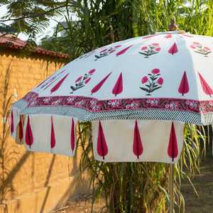 Top Exclusive Handmade Wholesale Price Block Printed Garden Umbrella Bohemian Design Sun Protection Umbrella Cotton - Product Image 6
