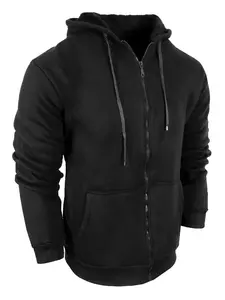 Sweat à capuche élégant en molleton beige avec poches kangourou Impression personnalisée à glissière-Confortable 100% coton Concevez votre propre sweat à capuche - Product Image 5