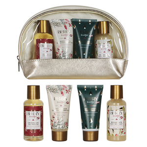 Belle & Whistles Gold Berry Bellissimo Set da Viaggio per la Cura della Pelle con Elegante Borsa da Bagno - Product Image 1