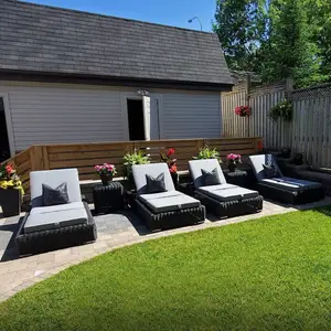花园日光浴床与餐桌聚藤条户外庭院结合风格将成为您花园的焦点