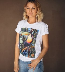 Camiseta informal con estampado floral personalizado para mujer, Camiseta con cuello redondo de tela de algodón para niñas y mujeres, camiseta de estilo callejero - Product Image 2