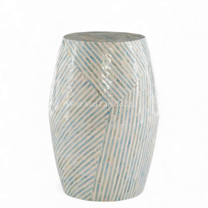 Tabourets élégants en nacre, meubles de siège en incrustation de coquillages faits à la main pour le style d'intérieur - Product Image 2