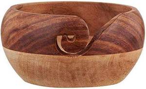 Cuenco de hilo de madera grande hecho a mano para tejer ganchillo hermoso soporte de hilo de ganchillo regalo del Día de la madre para costura - Product Image 2