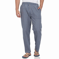 Pantalon de pyjama tissé à coupe droite pour hommes, vêtements de nuit, pyjama à carreaux en flanelle, pantalon de marche en tricot avec OEM