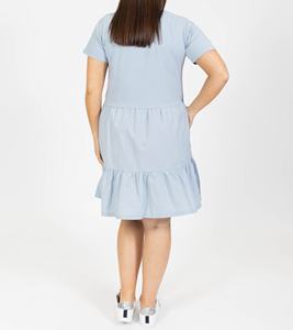 Robes d'été décontractées pour femmes, taille plus, bleu ciel, double épaisseur, vêtements pour femmes, robes midi pour femmes - Product Image 2