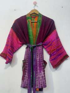 Kimono cómodo de noche para mujer * Boho Hippie hermosa bata Kimono colorido * Kimono corto con tinte de corbata para dama de honor para mujer - Product Image 4