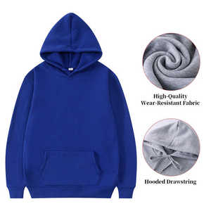 เสื้อฮู้ดผ้าคอตตอนโอเวอร์ไซส์เข้ารูปสำหรับผู้ชายทรงสลิมฟิตคอตตอน100% สไตล์สตรีทแวร์ปกมีฮู้ดสีพื้น - Product Image 2