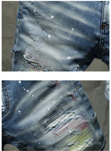 Summer Season Stretchable Polyester/Nylon Front Eco-Friendly Breathable Distressed Washed <b>Ripped</b> <b>Denim</b> <b>Shorts</b> Fashion for Men - Product Image 6