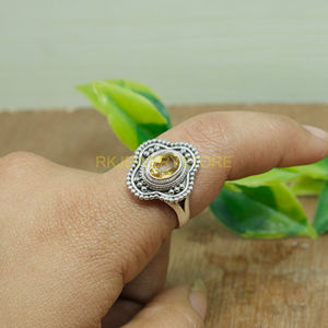 Bague en citrine, bague en pierre jaune, bague en argent sterling 925, bague de déclaration, bague de promesse pour elle, bijoux en citrine, cadeau de Noël, bijoux - Product Image 2