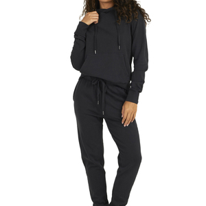 Couleur noire femmes vêtements de rue sweats à capuche en coton Logo personnalisé Streetwear femmes pull mode vêtements de rue sweats à capuche - Product Image 1