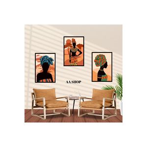 <b>3</b>-<b>Piece</b> MDF Table Set with Quality Printing Colorful Faded Frame Looking African Women <b>Wall</b> <b>Arts</b> 95 - Product Image 1