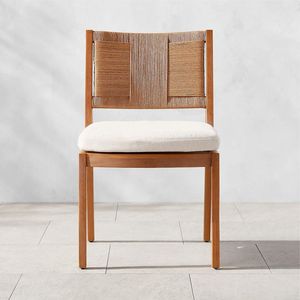 Cravanga Outdoor <b>Chair</b> with <b>Teak</b> and Rope Backrest Custom Color Cushion by Aqmafurniture Jepara Indonesia for Dining Hotel Use - Product Image 2