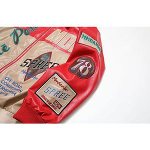 Tendance nouvelle mode hommes Streetwear coupe-vent couleur bloc Patchwork Logo personnalisé brodé Faux cuir Pu Bomber veste - Product Image 5