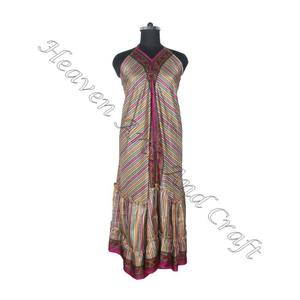 Hippy Boho Hit Summer's Silk <b>Dresses</b> for Women's Wear Vintage Silk Sari Long <b>Dress</b> - Product Image 1