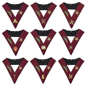 Maçonnique Regalia Blue Lodge 14e degré colliers ensemble de 9 colliers brodés à la Machine personnalisés de qualité supérieure 2025 colliers d'officier - Product Image 5