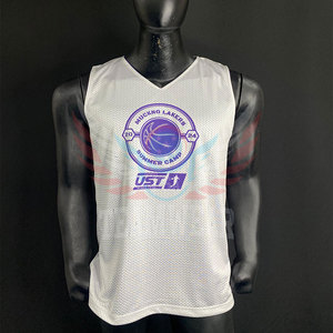 เสื้อบาสเก็ตบอลใส่กลับด้านได้เสื้อบาสเก็ตบอลตาข่ายโพลีเอสเตอร์ว่างเปล่าดีไซน์ล่าสุด - Product Image 1