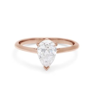 Bague de fiançailles solitaire en or massif 14 carats avec diamants de laboratoire F-VS2, taille poire, sertie à griffes, cadeau d'anniversaire de mariage - Product Image 2