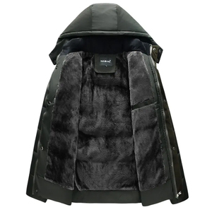 La chaqueta universitaria de invierno con capucha y cuello levantado más vendida para hombre de talla grande con bolsillo transpirable Reversible tela vaquera - Product Image 3